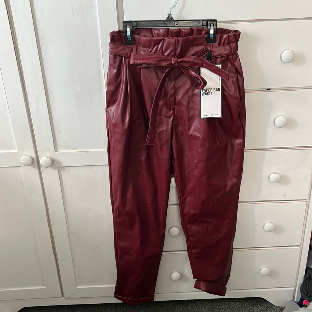 Dark Red Pleather Pants